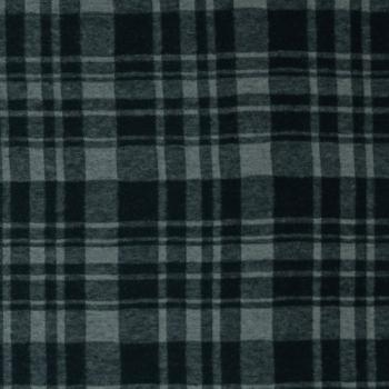 Jacquard Flanell Jersey Karo Schwarz/Smaragd by Swafing